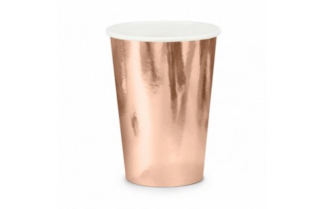Χάρτινα ποτήρια ροζ χρυσό (6τμχ-220ml)