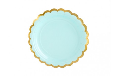 Χάρτινα πιάτα γαλάζιο με χρυσό 18cm